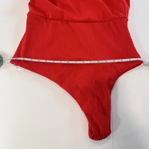 Lulus Red Centered on Style One-Shoulder Ribbed Bodycon Slit Midi‎ Dress Size XL thumbnail 7