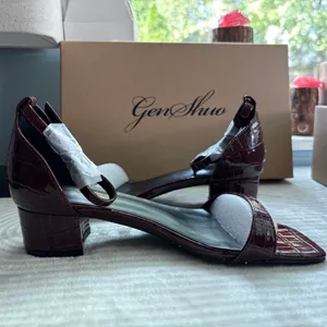 Cherry Red Burgundy Sandal Heels thumbnail 2