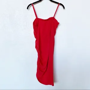 SHEIN Red Side Ruched Dress Size Medium thumbnail 8