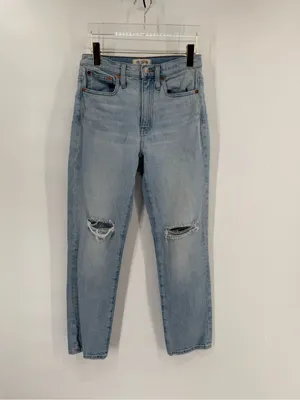 Madewell The High-Rise Slim Crop Boyjean in Dumas‎ Wash: Ripped Edition size 25 thumbnail 3
