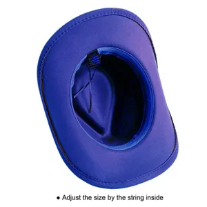 Blue Western Cowboy, Cowgirl Hat, Bead Tassle Strap, Men Women‎ Retro Wide Brim thumbnail 5