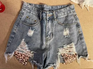 ZARA Cheetah Jean Shorts thumbnail 1