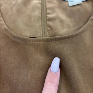 Vintage ALYN PAIGE Sleeveless Square Neck Suede Mini Dress Tan Women's Size 3/4 thumbnail 6