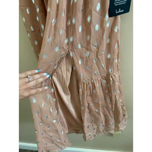 Lulus Cause to Celebrate Mauve and Silver Ruffled Tiered Midi Dress Size Small thumbnail 8