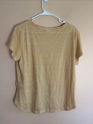 H&M Mustard and White Striped Short Sleeve Tee thumbnail 4