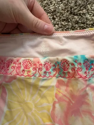 Pink Palm Puff bikini bottems  thumbnail 2