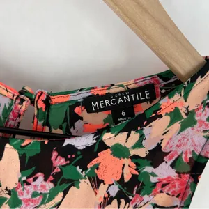 J. Crew Mercantile Neon Floral Print Ruched Waist Sleeveless Flounce Dress‎ thumbnail 3