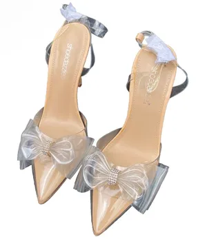 ✨ NIB / NWT ShoeDazzle Celestina Size 8.5 Clear Bow Crystal Sandals Heels $60.00 ✨ thumbnail 1