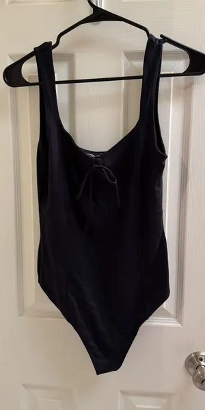 Abercrombie & Fitch Soft A&F Collection Black Thong‎ Bodysuit Sz Med Tank Top thumbnail 1