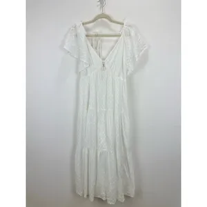 Madewell Tie Back Flutter Sleeve Tiered Midi Dress White Cottagecore US 8 NWT thumbnail 7
