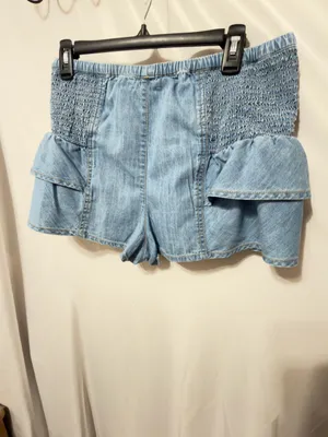 Free People We The Free Alani Pull-On Chambray Shorts Size Large NWOT thumbnail 7