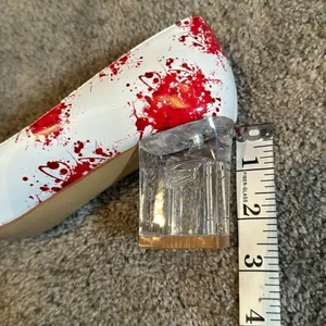 Reindee Lusion White Red Splatter Transparent Block Mid Heel RoundToe Size 5 NEW thumbnail 12