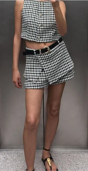 Zara Textured Waistcoat and Belted Skort thumbnail 1