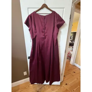 Michaelangelo Burgundy Satin Maxi‎ Dress Gown Size 26 Formal Regencycore thumbnail 4
