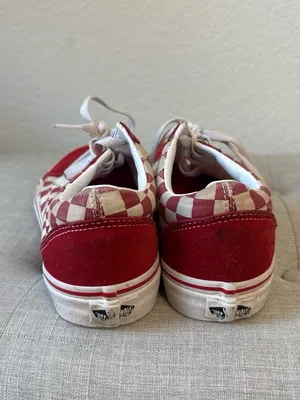 Vans Red and White Checkerboard Old Skool Sneakers suede and canvas 8 thumbnail 3