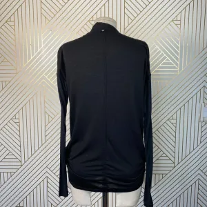 Alice + Olivia Air Top Long‎ Sleeve Blouse Faux Wrap Draped Black Size Small thumbnail 9