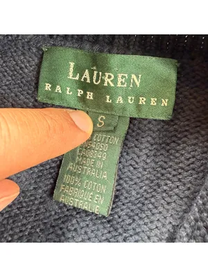 Vintage Y2K Lauren Ralph Lauren Navy Toggle Neck Cotton Knit Sweater S Australia thumbnail 4
