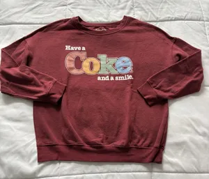 Have A Coke And Smile Coca Cola Sweatshirt Crew‎ Neck Womens Medium Red thumbnail 1