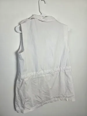 100% Cotton White Utility Vest Lightweight Gorpcore Hiking Outdoor Medium thumbnail 8