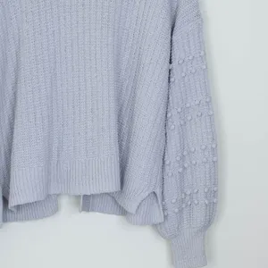 Madewell Gray Pom Pom Sleeve Open Front Cardigan Sweater‎ Womens Size M Chunky thumbnail 9