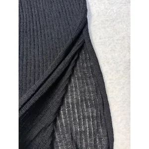 Shade & Shore Black Ribbed Knit Maxi Dress Swim Cover Side Slit XS‎ 0-2 NWT thumbnail 2
