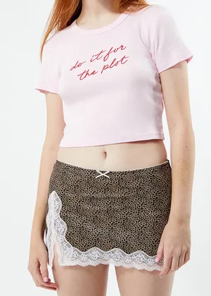 PacSun LA Hearts Mini Skirt Leopard and Pink Lace thumbnail 1