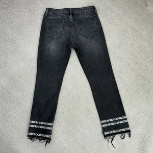 Driftwood Jeans Womens Size 27‎ Black Colette Snake Print Stripe Raw Cuff Crop thumbnail 6