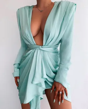 House Of CB PASCALE aqua drape mini dress. thumbnail 2