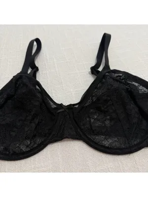 HSIA 36C Enchante Unlined Black Lace Underwire Bra Minimizer thumbnail 2
