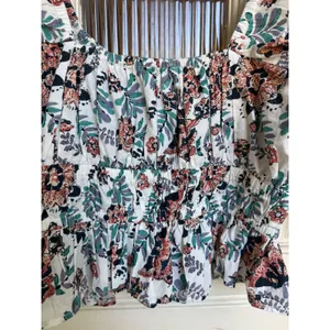 Cleobella Womens Floral Smocked Peplum Puff Sleeve Top White Multi Size Small thumbnail 6