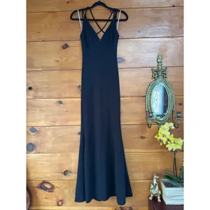 Lulus All this Allure Black Strappy Backless Mermaid Maxi Dress Bridesmaid Sze S thumbnail 3