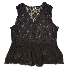 Vintage Jody Lace Peplum Vest Women's XL Sheer Witchy Goth Whimsygoth Fall thumbnail 4