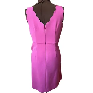 Loft Magenta pink dress‎ boat neck with V in the back Size 8P thumbnail 3