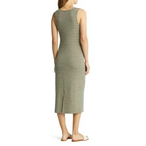 Marine Layer Lexi Rib Daytime Midi Dress Olive Stripe Size S thumbnail 5