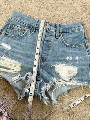 Levi’s Women’s 501 Original Fit High Rise Jean Short Distressed in Med Wash 24 thumbnail 11