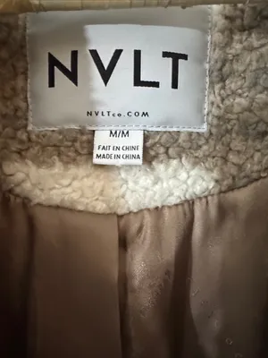 NVLT Cream and Brown Plaid Faux-Shearling Teddy Coat Size Medium thumbnail 9