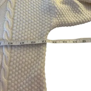 Hollister Preppy V-Neck Cream White Cable Knit Sweater‎ Medium Oversized Tennis thumbnail 10