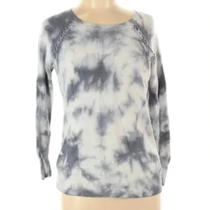 AMERICAN EAGLE Shoulder Stitch Sweater Gray Black ? Tie Dye Boho Crew Neck Boho thumbnail 5
