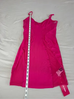 Hot Pink Mesh‎ Panel Mini Dress thumbnail 5