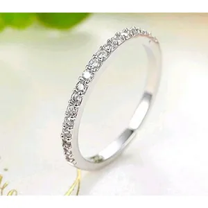 NEW Dainty 14k Gold Plated S925 Simulated Diamond Band Ring, Adjustable Band‎ thumbnail 10