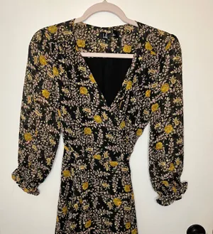 Lulus Black And Yellow Wrap Dress thumbnail 2