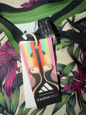 NWT Adidas X Farm Rio farm tee / Dress prm Tropical Parrot Green Pink XL thumbnail 4