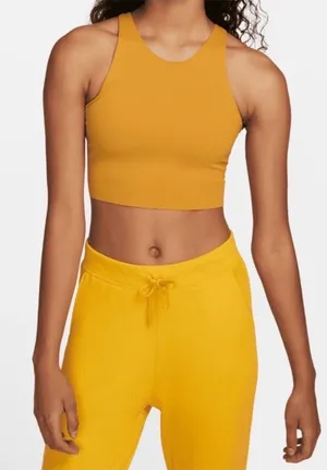 NIKE Mustard Tank Light Seamless Crop Athletic Top Womens Large NWOT thumbnail 1
