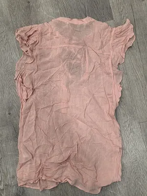 Abercrombie & Fitch Sheer Light Pink Ruffle Sleeve Tie-Neck Blouse Womens Size S thumbnail 3