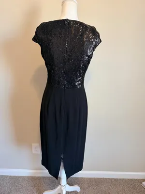 Dress the Population Jaleah Black Sequin V-Neck Midi Dress size XL NWT thumbnail 6