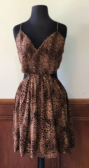 Aerie Leopard Print Smocked Cut-Out Mini Dress thumbnail 1