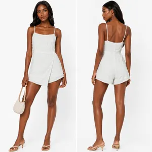 NWT Stolen Hearts Fringe Wrap Romper White Boho Summer Cutout Size M thumbnail 2