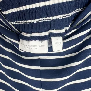 New York & Company Pants Womens XL Navy Blue White Striped Sailor Lace Up‎ thumbnail 5