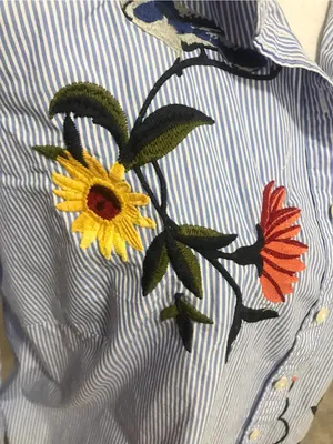 Talbots Embroidered Stripe Button-Down Shirt - Light Blue thumbnail 9