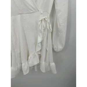 Altar'd State Womens S White‎ Wrap Mini Dress Ruffle Long Sleeve Bridal NWT thumbnail 4